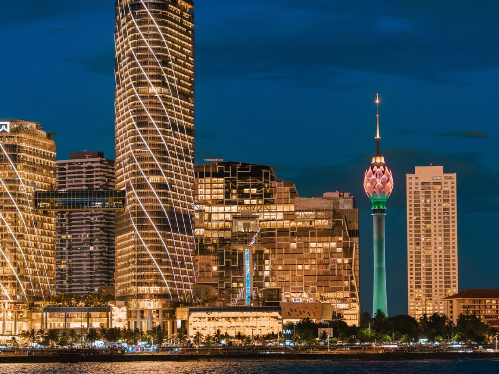 Colombo skyline at night in Sri Lanka